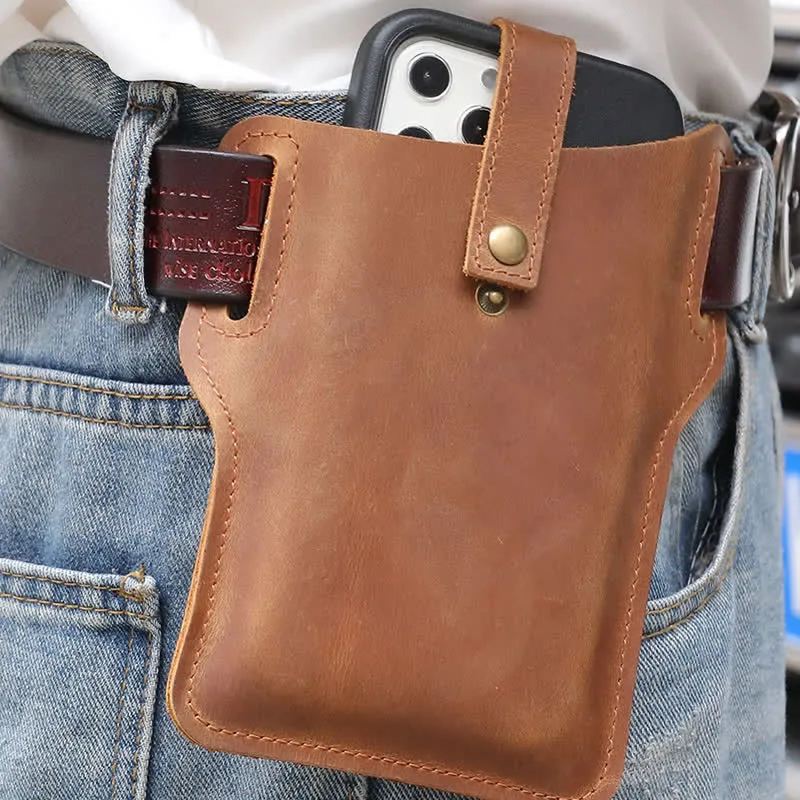 Retro Cell Phone Convenient Carry Leather Belt Bag