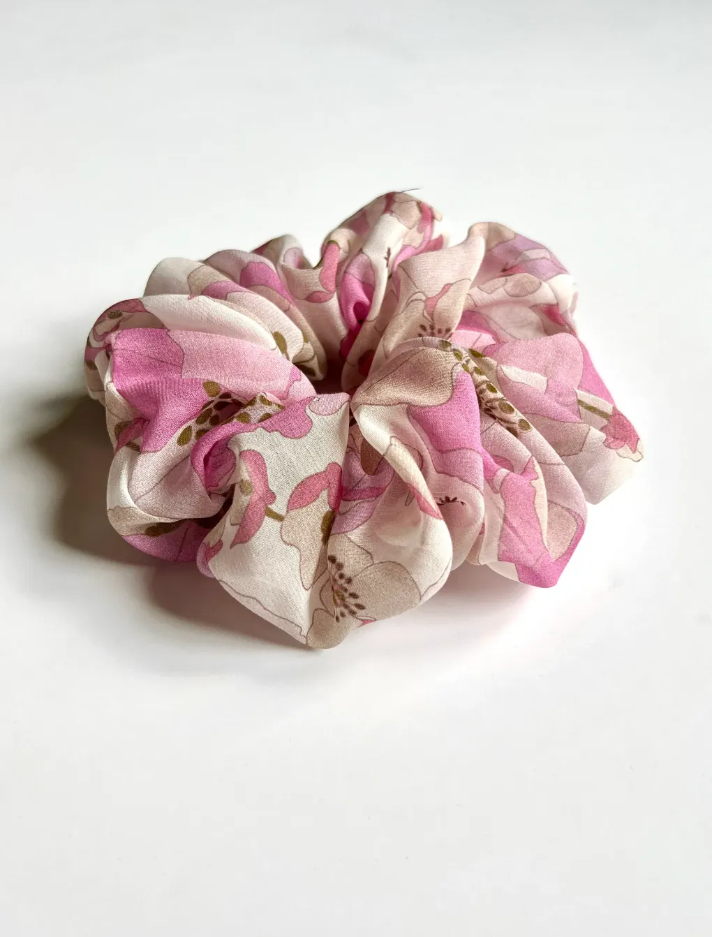 Retro Poppies Collection | Floofy Scrunchie | Long Hair Scarf | 100% Silk Chiffon | Luxury Designer Hair Accessories Handmade