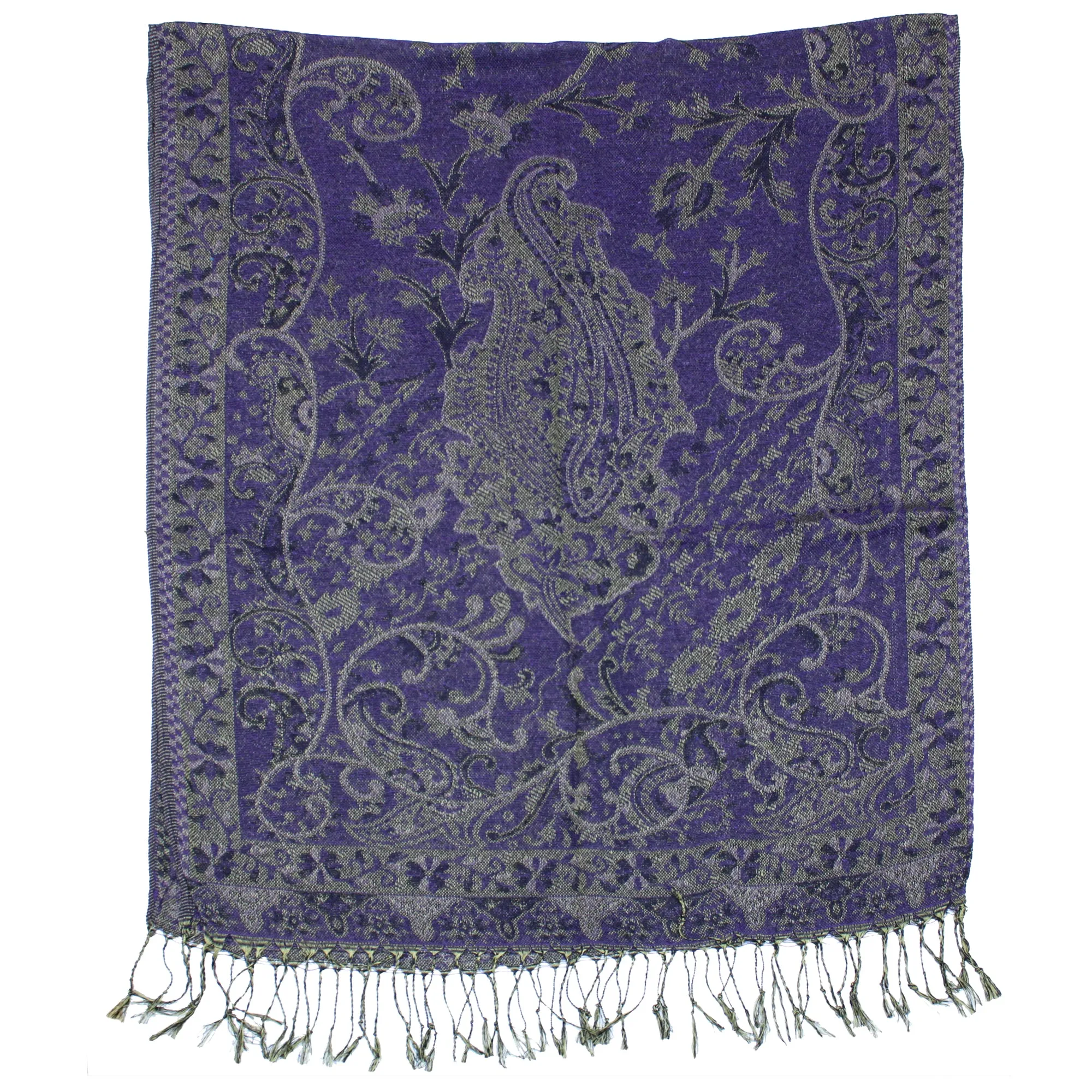 Reversible Paisley Print Pashmina with Tassels