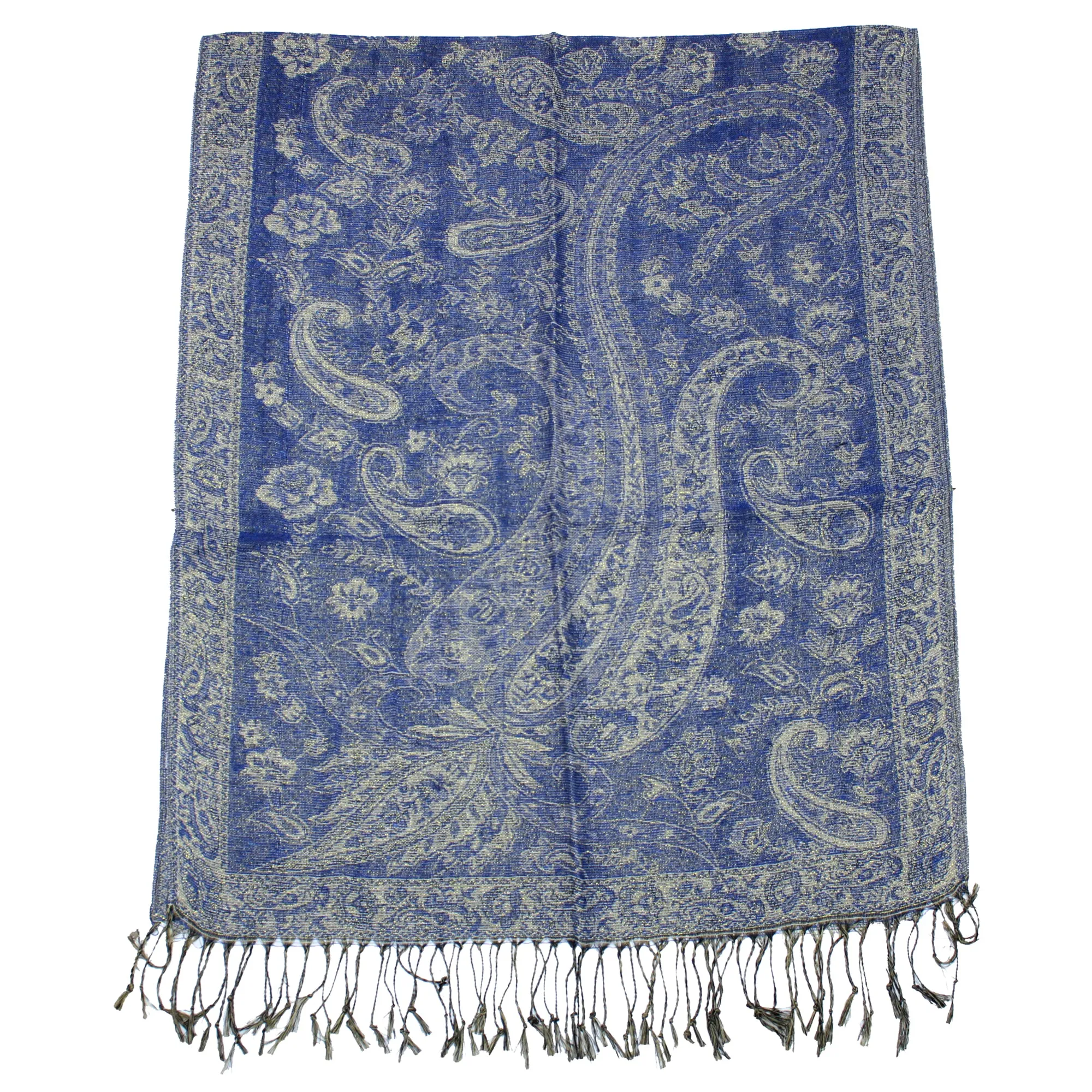 Reversible Paisley Print with Inverted Colours Pashmina with Tassels