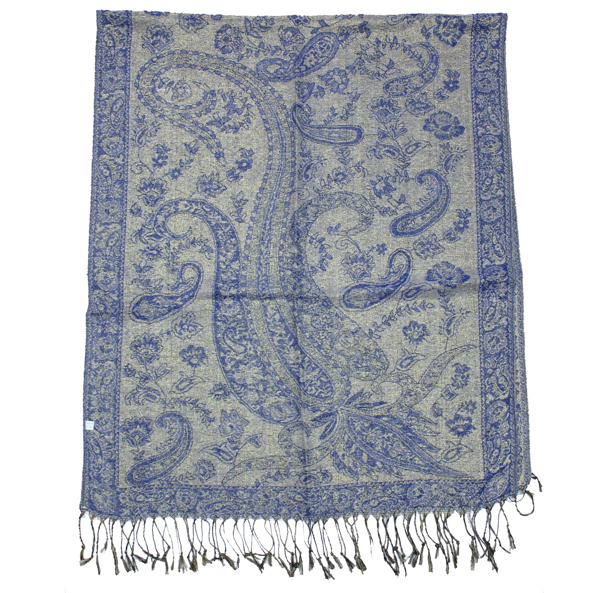 Reversible Paisley Print with Inverted Colours Pashmina with Tassels