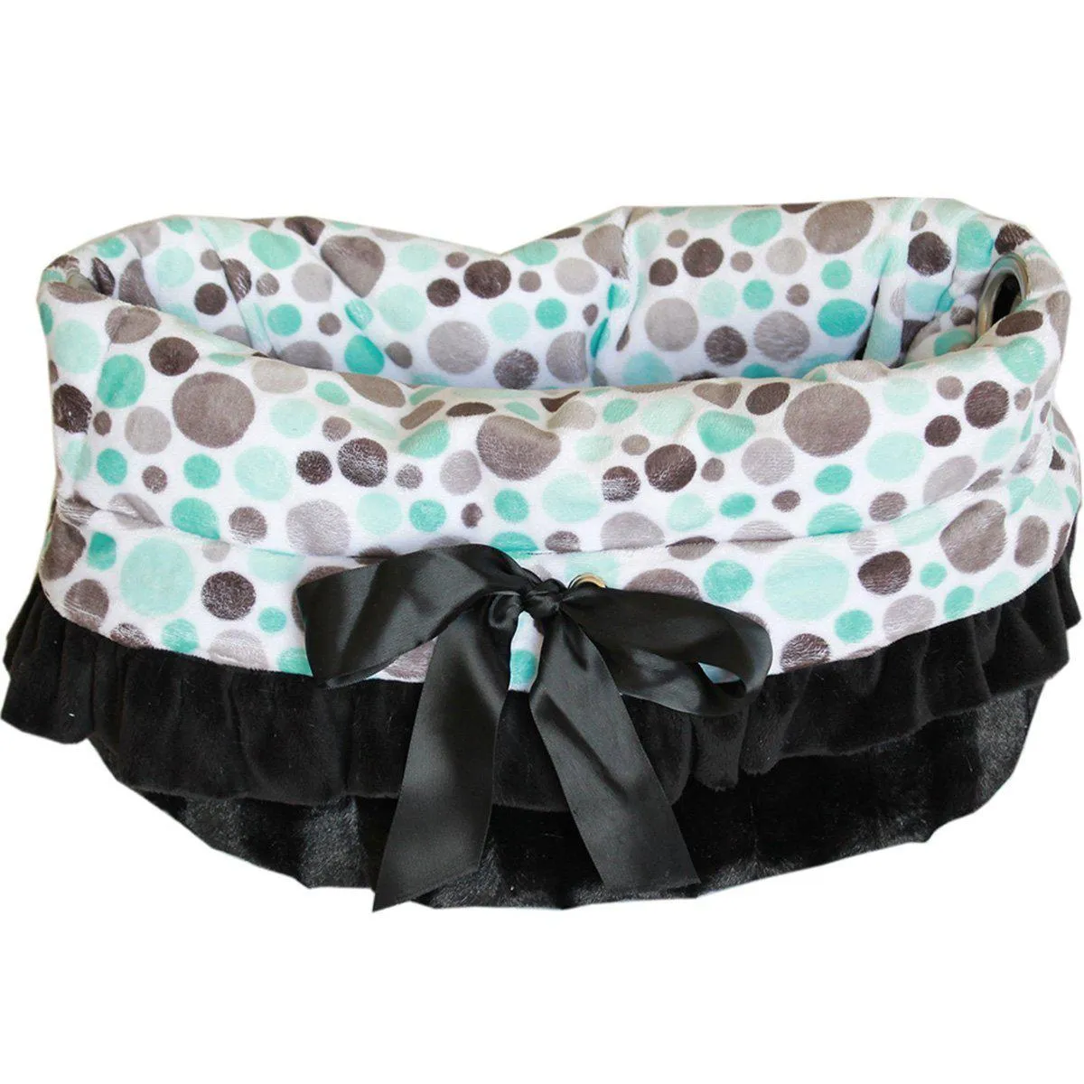 Reversible Snuggle Bug Dog Carrier Aqua Party Dots