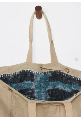 Reversible Tote Bag Natural/Black/Teal