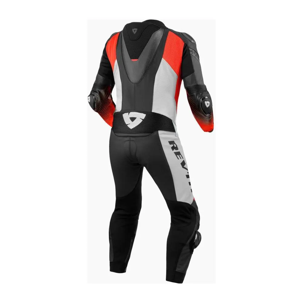 Revit Control One Piece Leather Suit Black / Neon Red