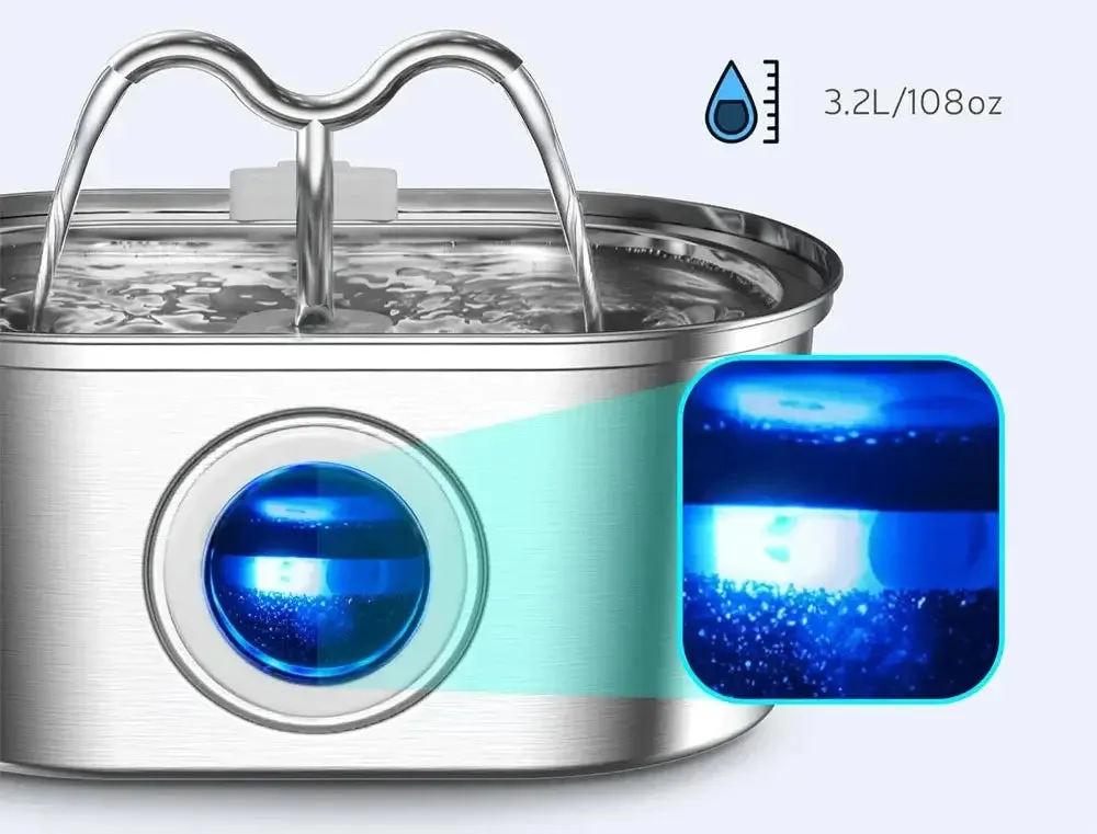 Revolutionary 3.2L Stainless Steel Pet Water Fountain