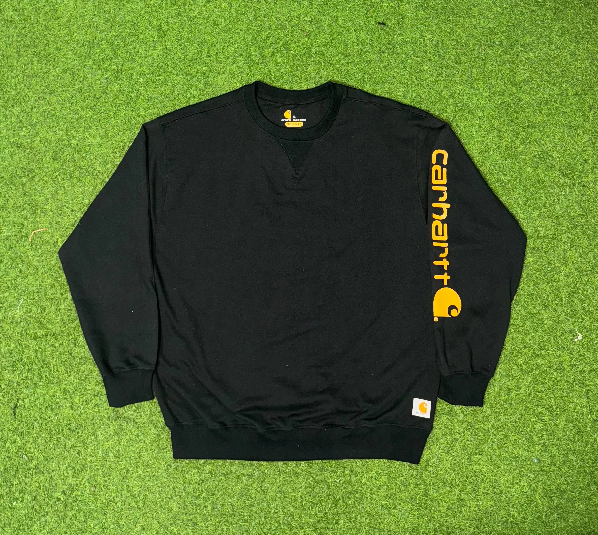 Rework Style black carhartt crew neck sweatshirts