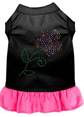 Rhinestone Multi Flower Dress Black With Bright Pink Xs (8)