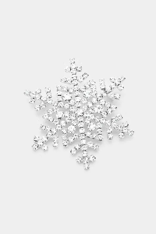 Rhinestone Snowflake Brooch