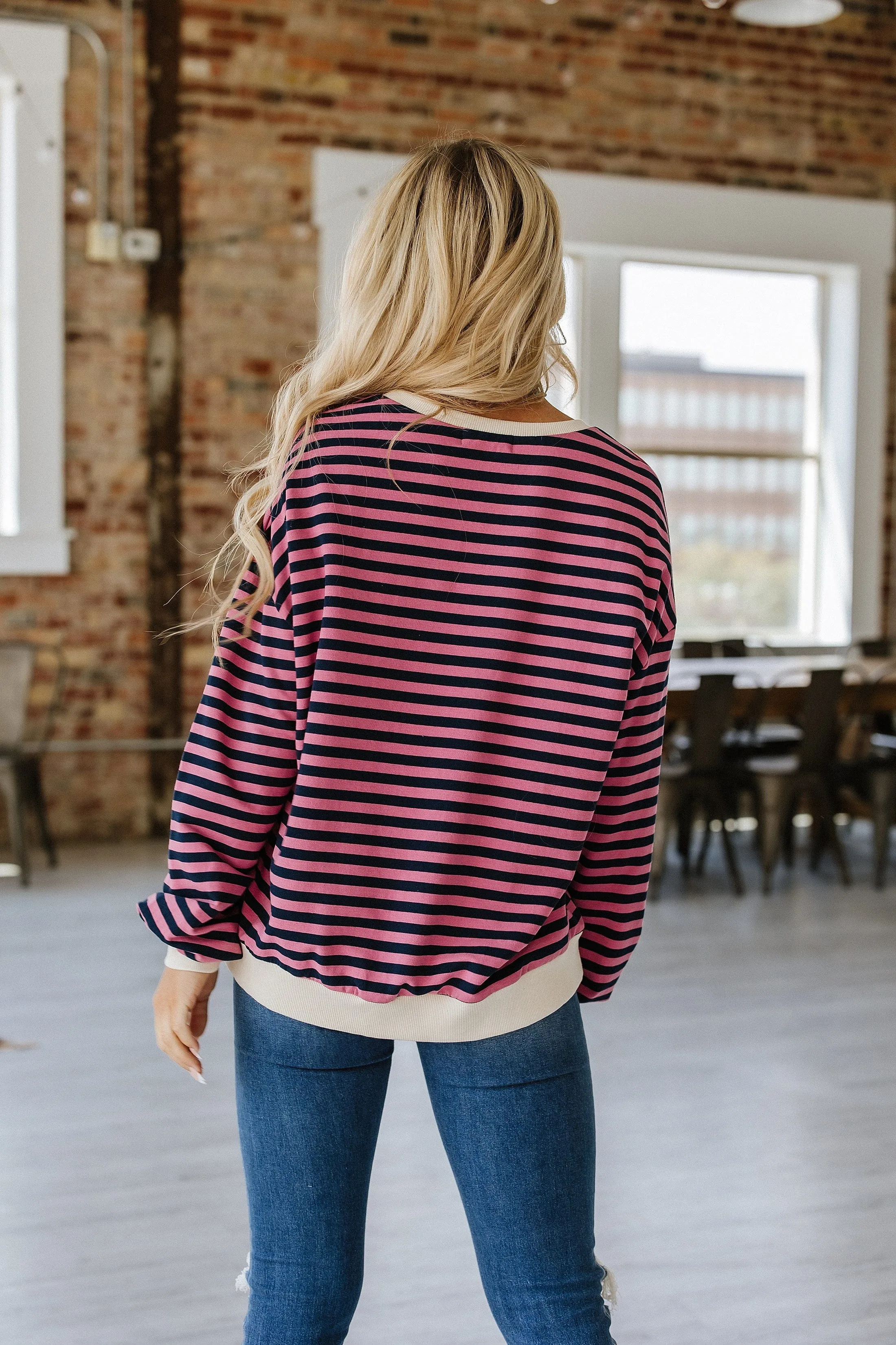 Rhonda Striped Oversized Pullover | S-XL