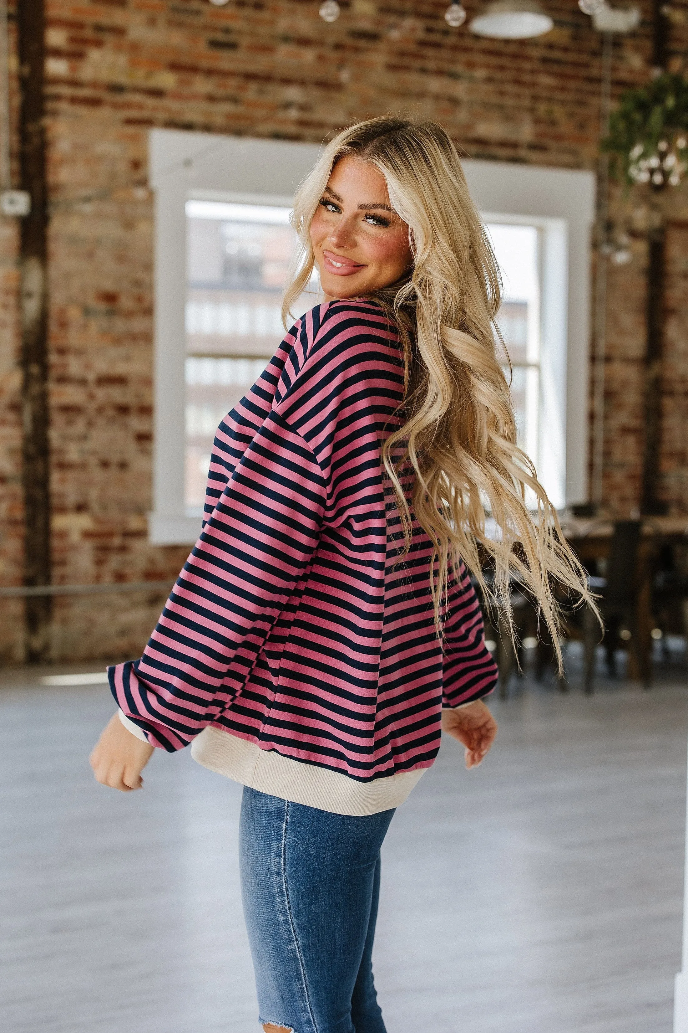 Rhonda Striped Oversized Pullover | S-XL