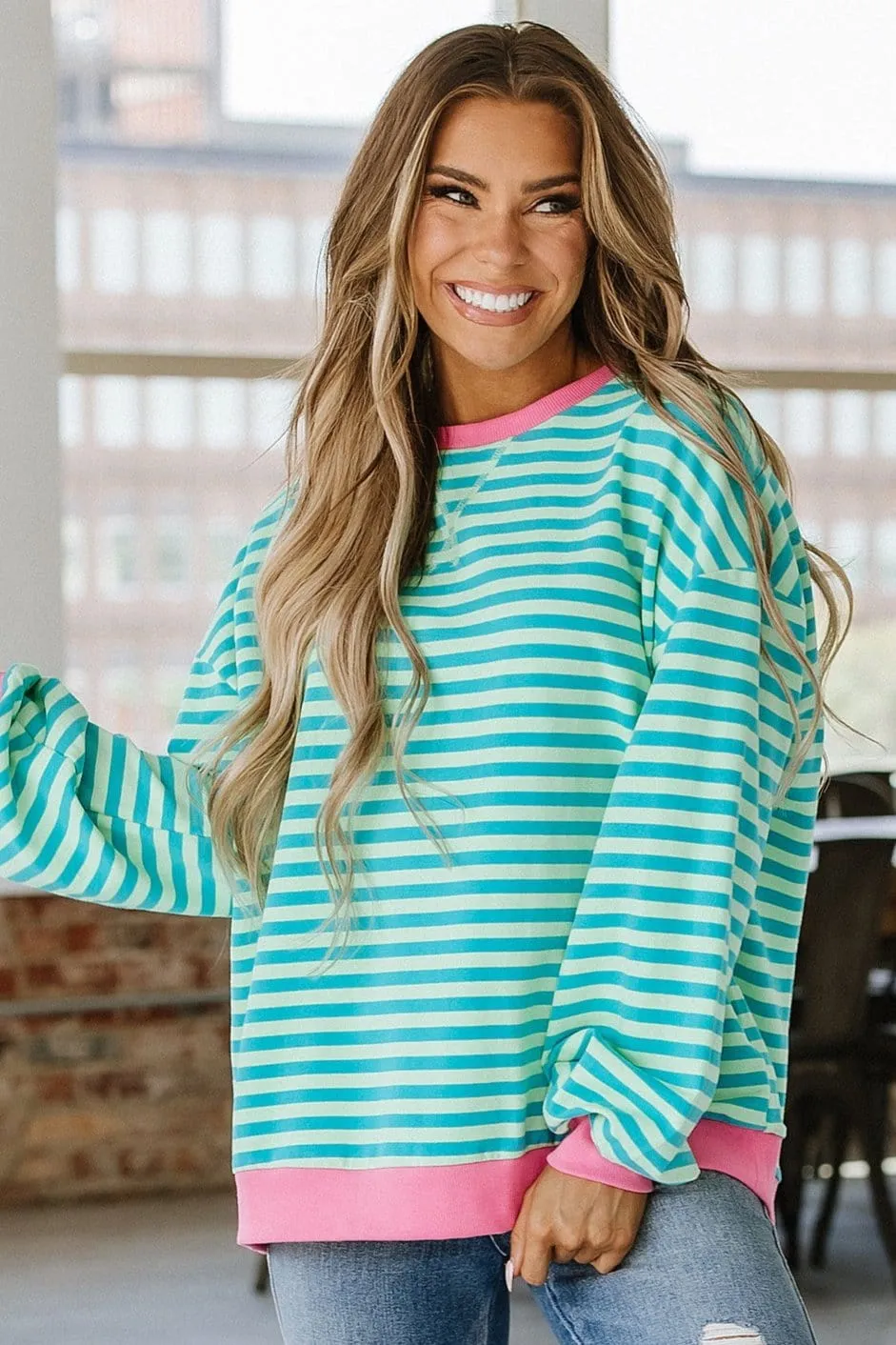 Rhonda Striped Oversized Pullover | S-XL