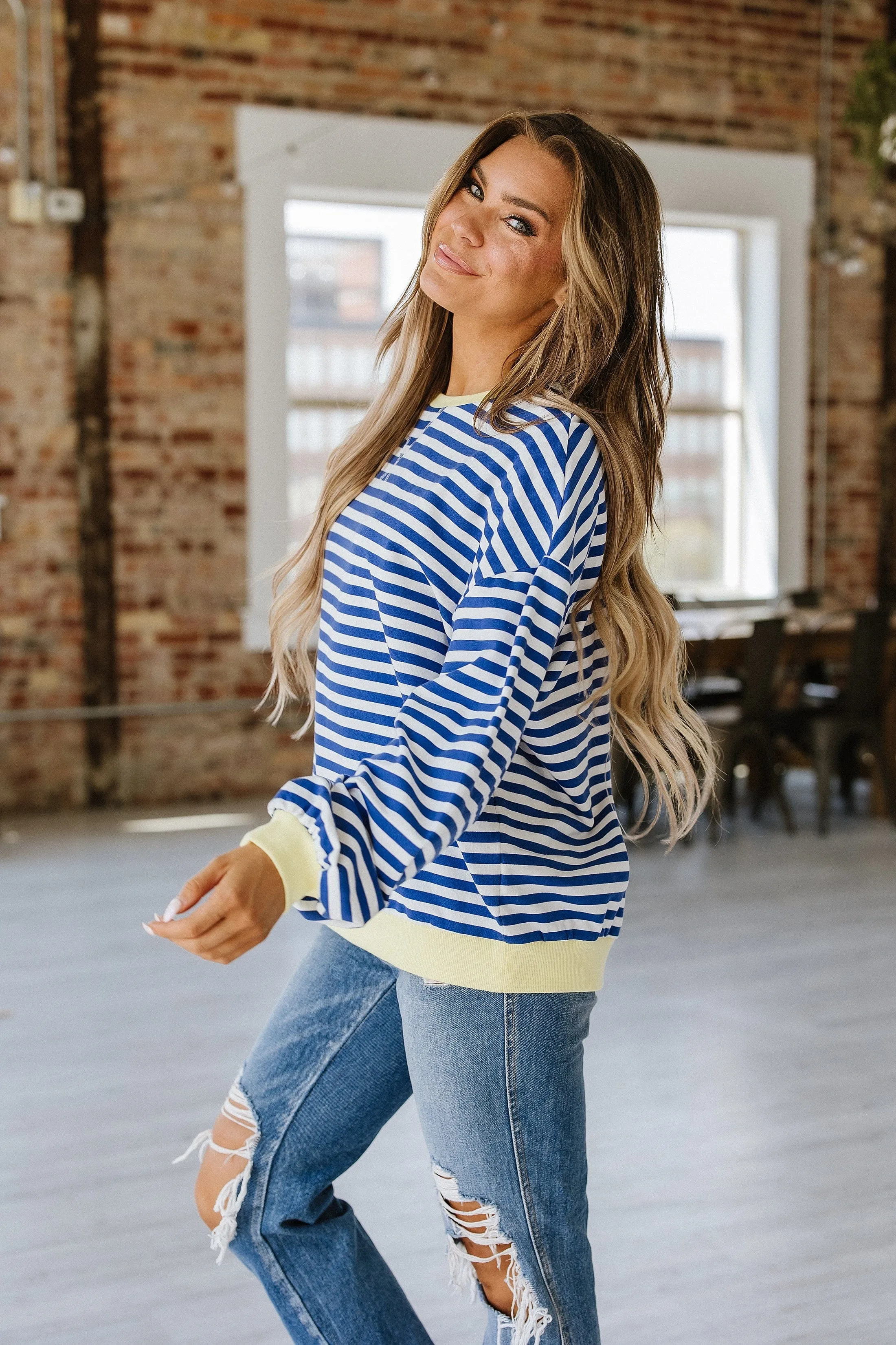 Rhonda Striped Oversized Pullover | S-XL