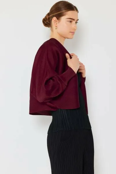 Rib Pleated Puff Sleeve Bolero Cardigan