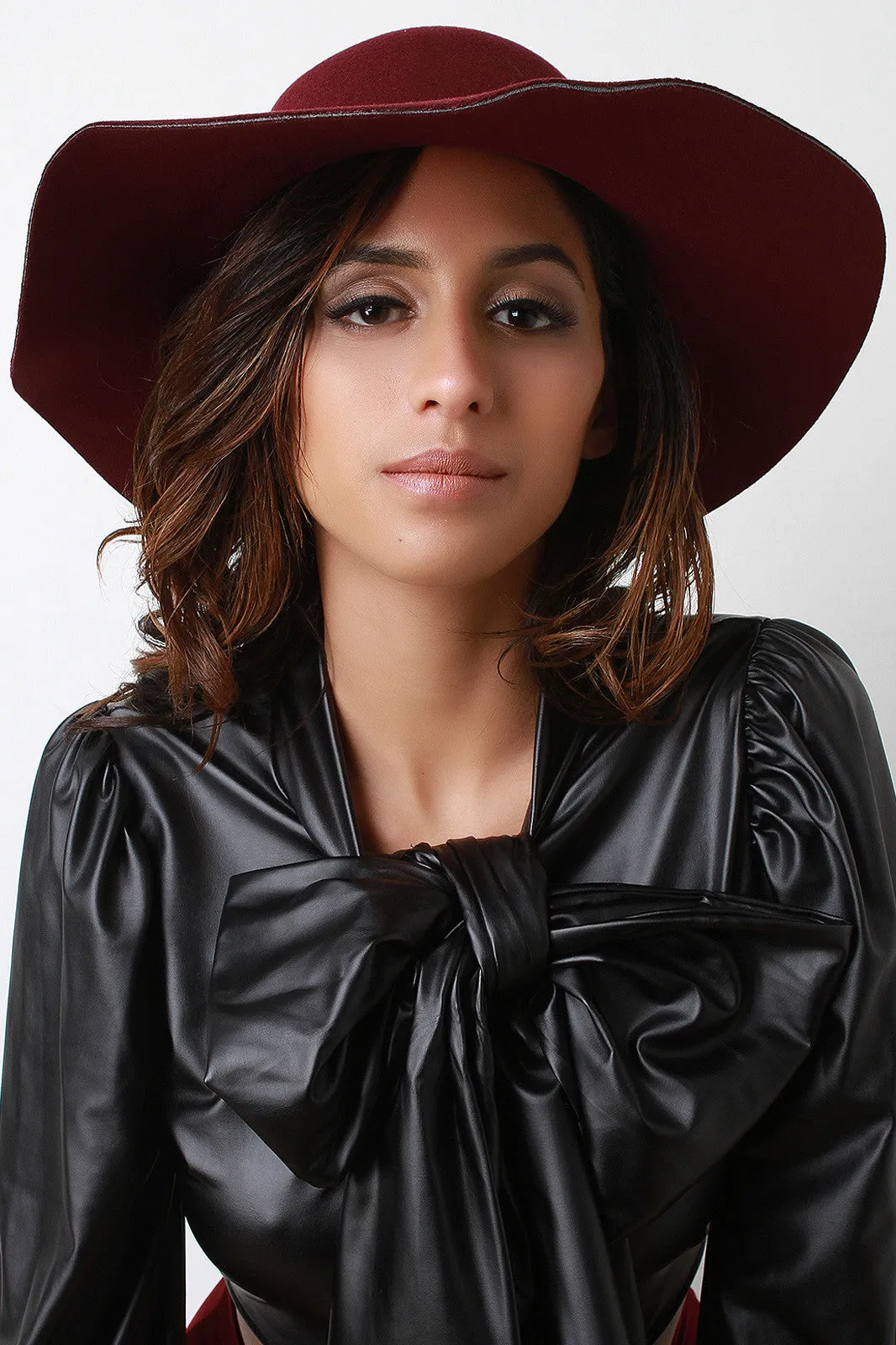 Ribbon Wool Floppy Hat