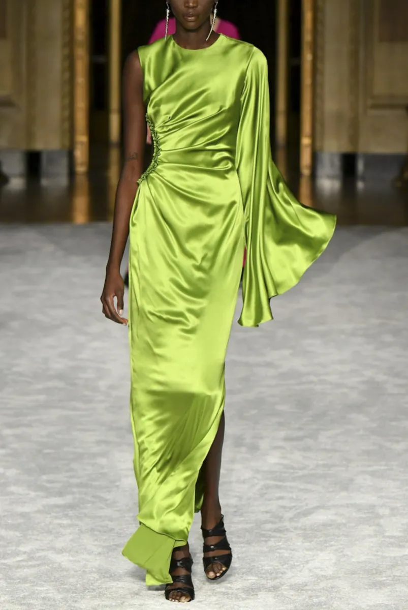 Rich Pistachio Green Silk Satin