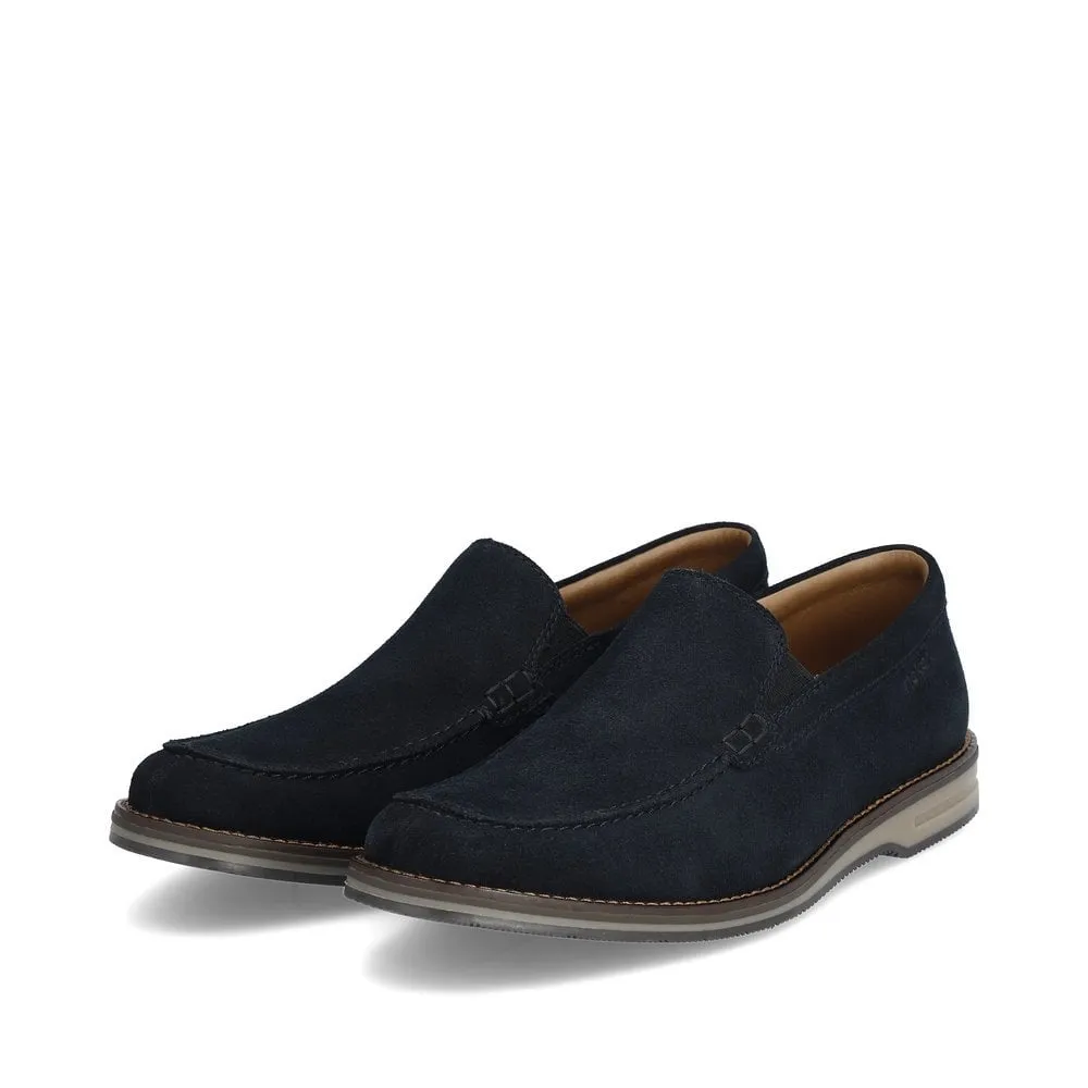 Rieker 12551-14 Blue Mens Casual Comfort Suede Slip On Shoes