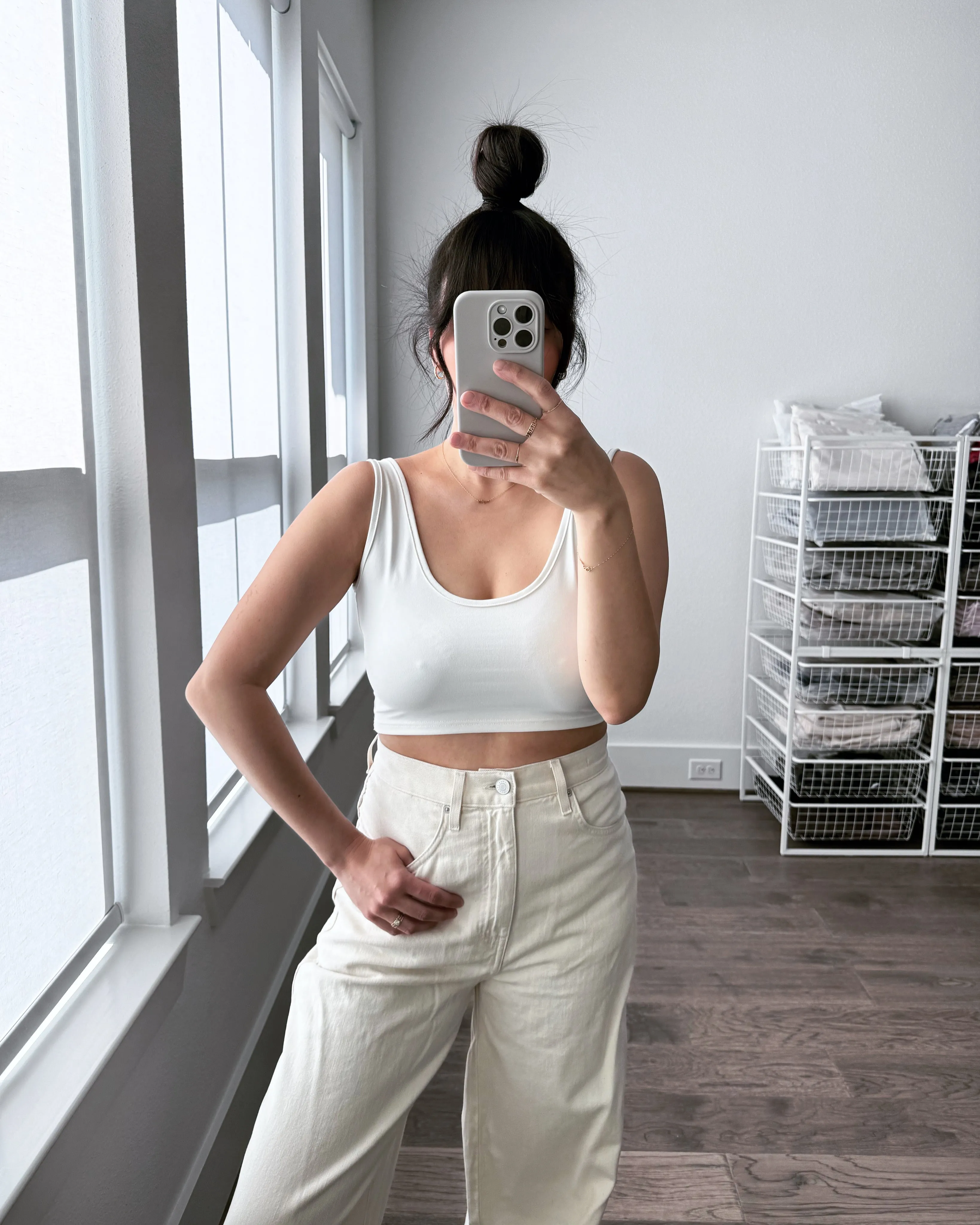 Riley Cropped Tank, Cream