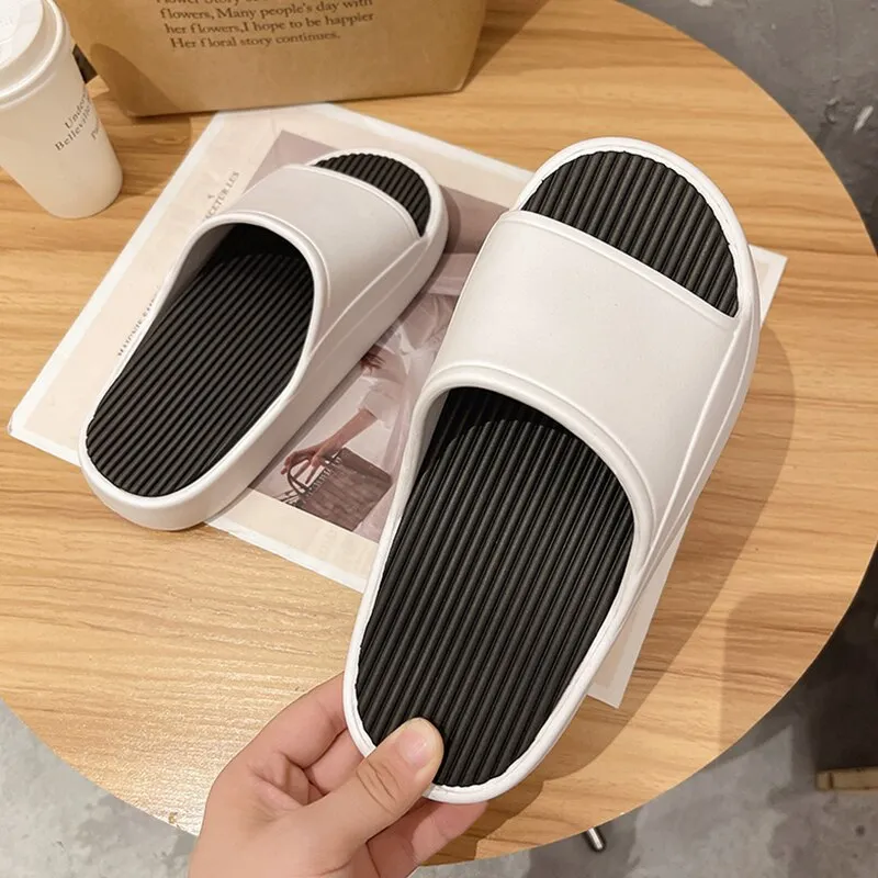 Rimocy Mix Color Women Beach Slippers Platform Open Toe Soft Bottom Sandals Slides Woman Summer Non-slip Bathroom Cloud Slippers