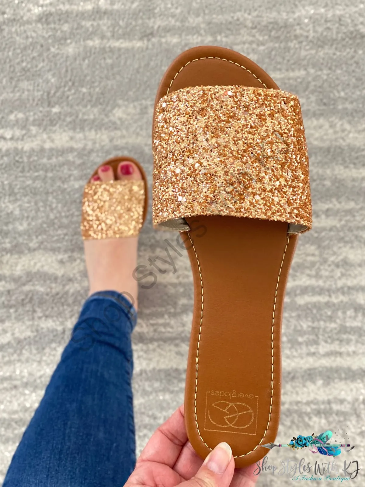 Ritzy Glitter Sandals in Rose Gold