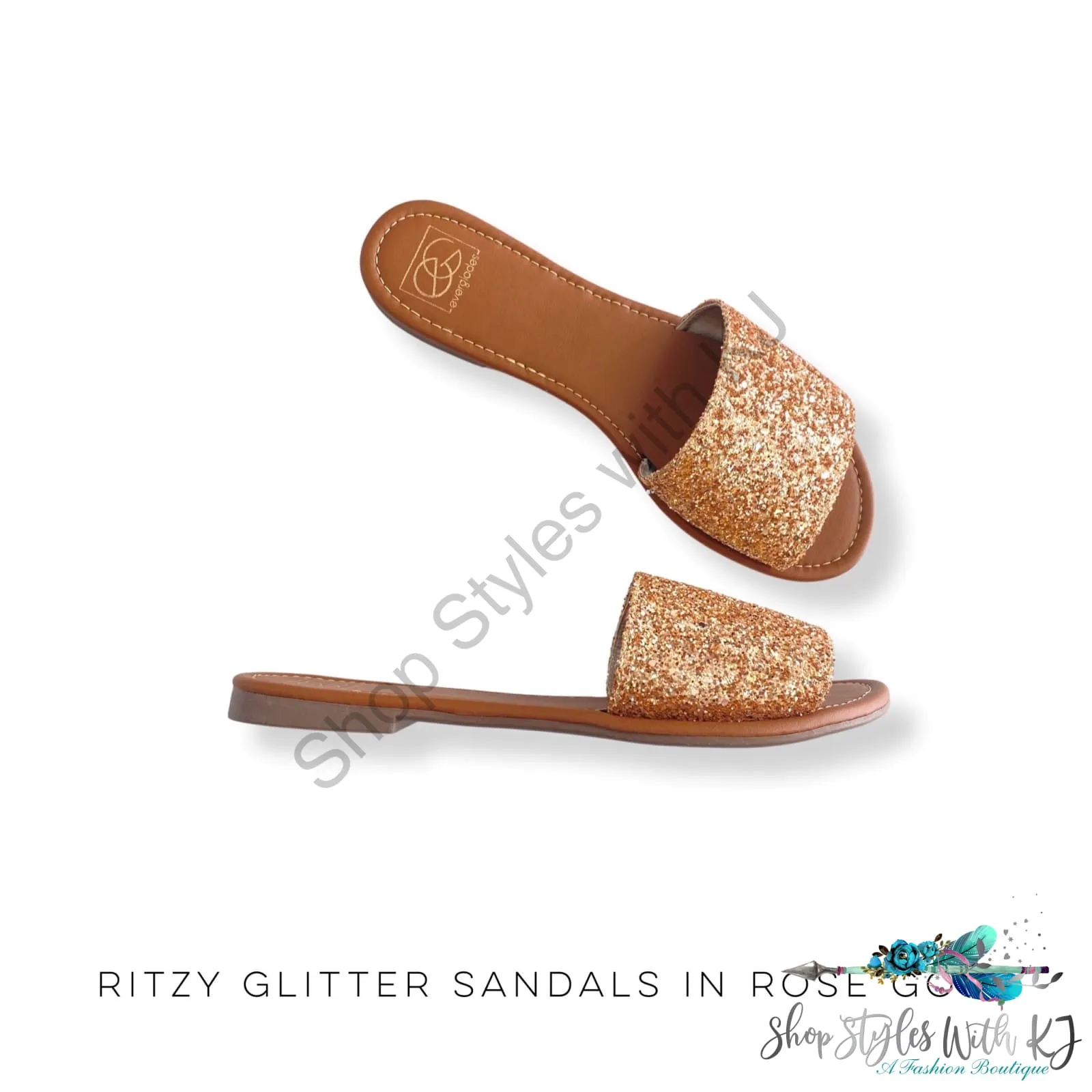 Ritzy Glitter Sandals in Rose Gold