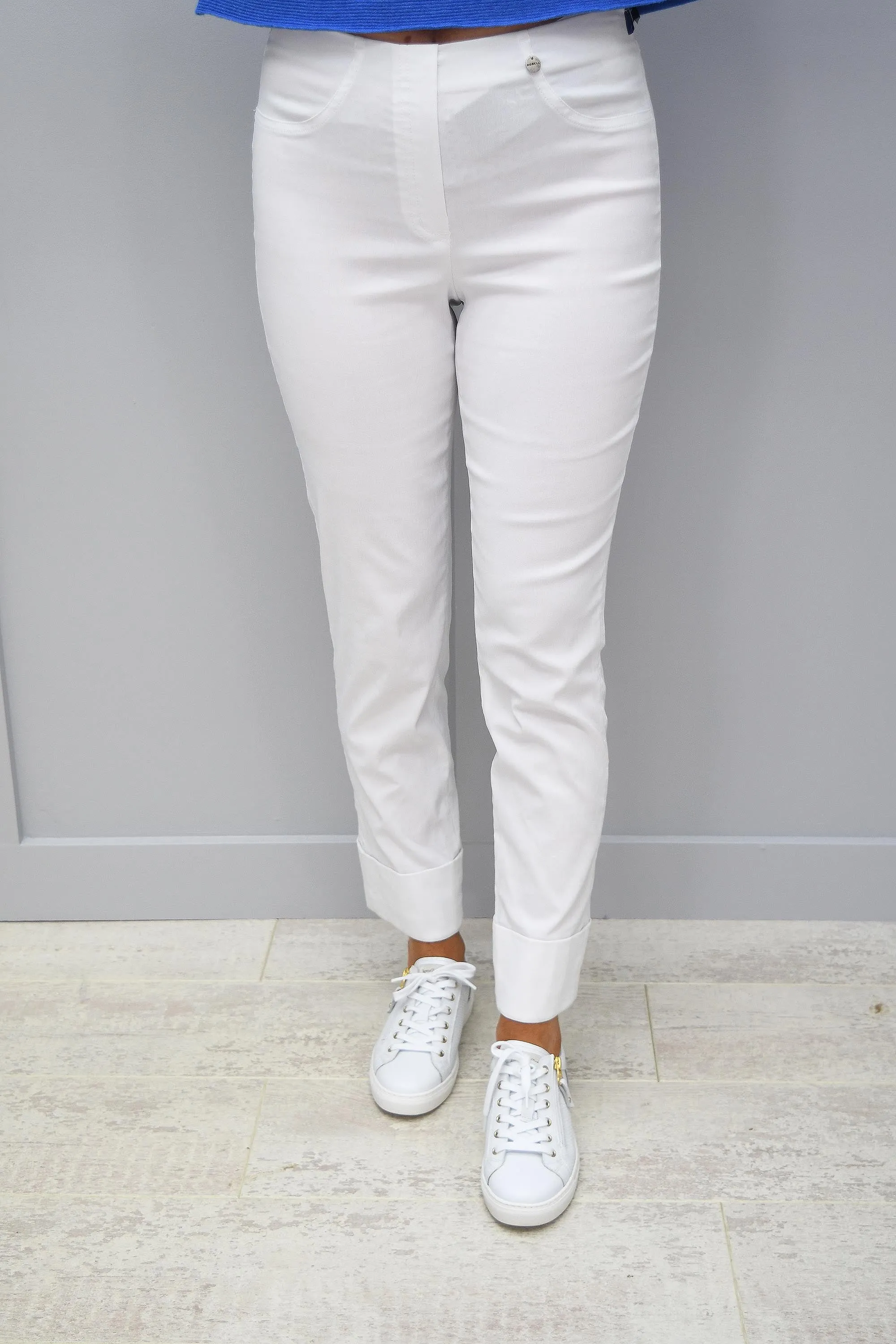 Robell Bella White 7/8 Trousers - 51568 5499 10