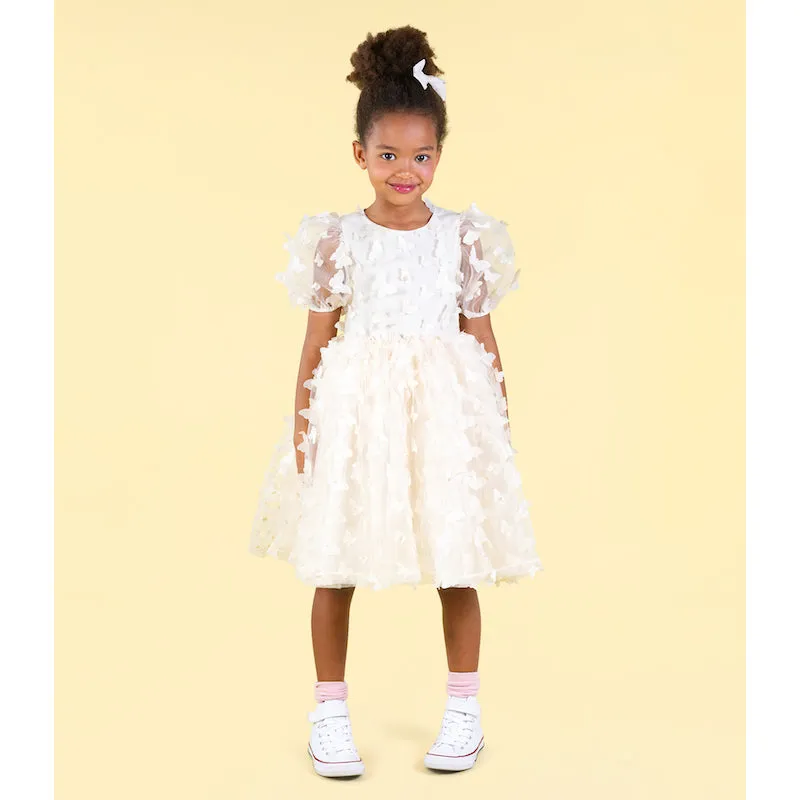 Rock Your Kid Cream Butterfly Tulle Party Dress