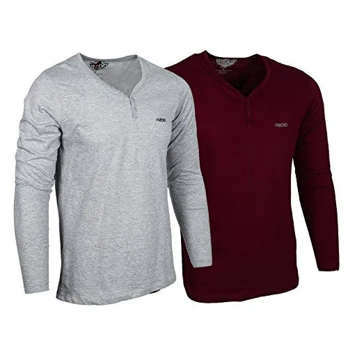 Rodid Solid Men's V-neck Grey, Maroon T-Shirt (Pack of 2)