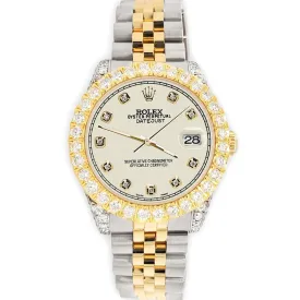 Rolex Datejust 31mm 2-Tone Watch 4.4ct Diamond Satin Linen Dial/Bezel/Case/Lugs TFJ-142508081