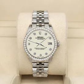 Rolex Datejust Midsize 31mm 3.3ct Diamond Bezel/Bracelet/Satin Linen Dial Watch TFJ-142508198