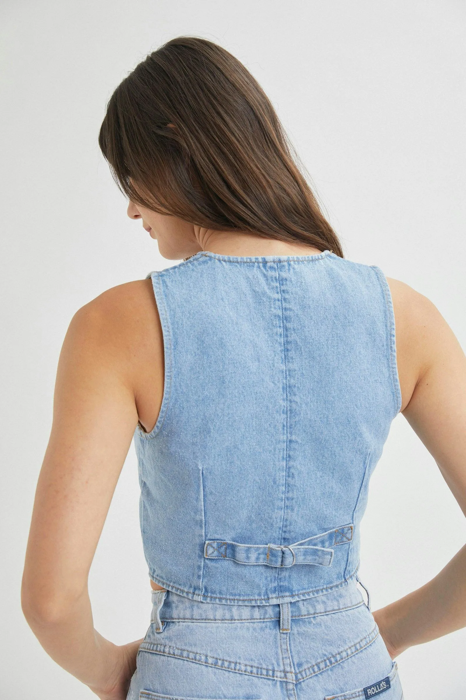 ROLLAS Dallas Denim Vest - Old Stone