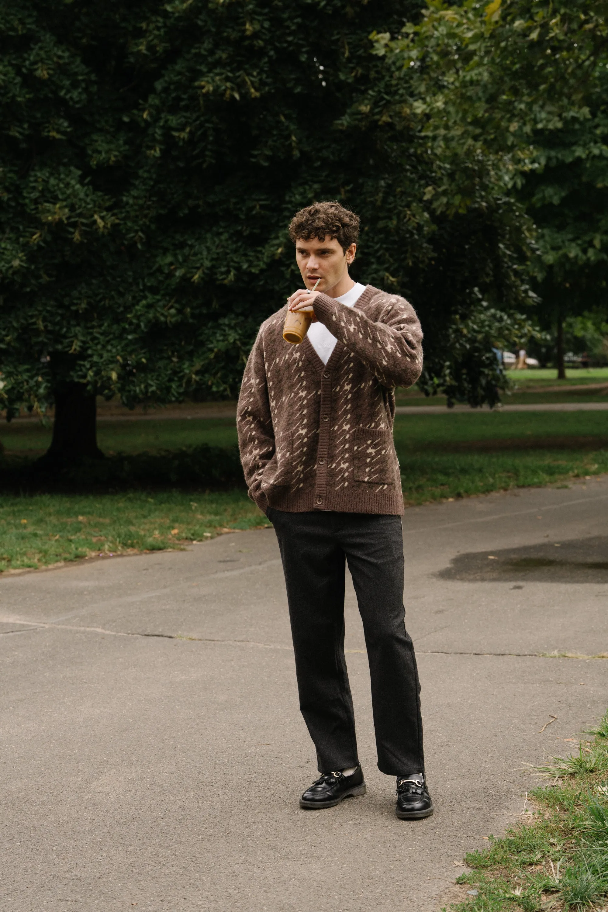 RONNIE MOHAIR CARDIGAN - BROWN