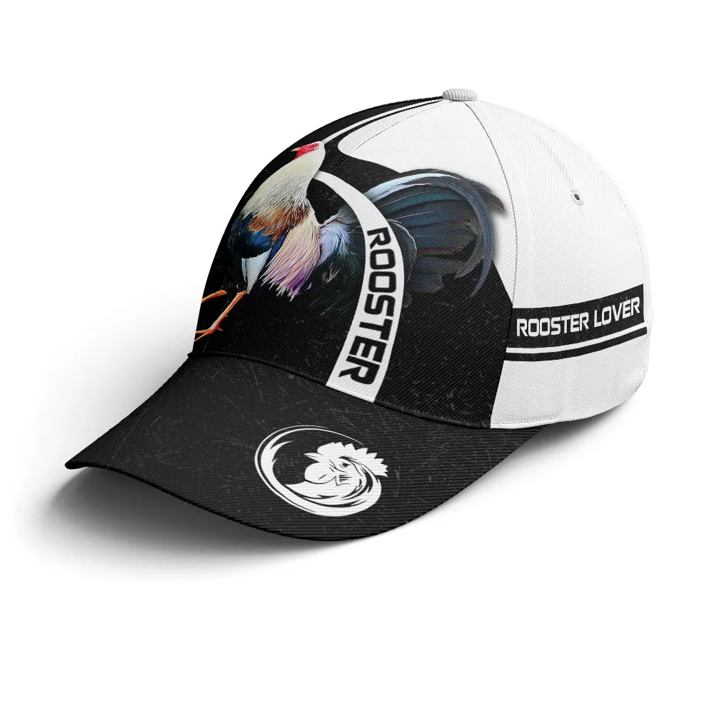 Rooster Black And White Cool Baseball Cap Coolspod