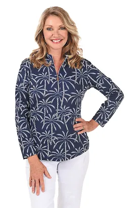 Rope Palms Mock Neck UPF50  Top