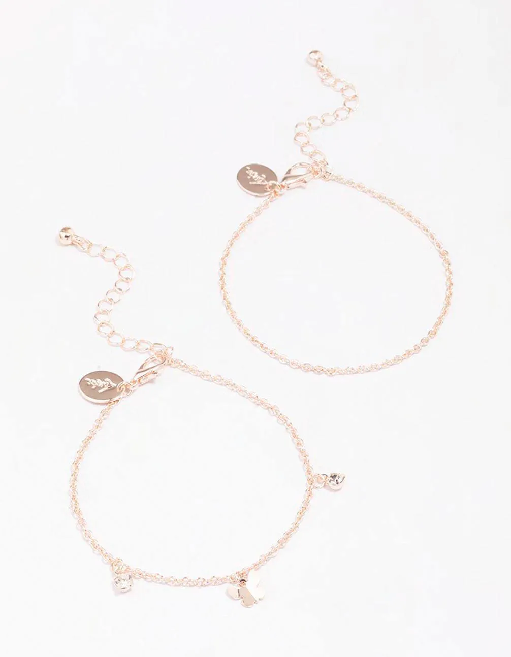 Rose Gold Butterfly Diamante Bracelet Pack