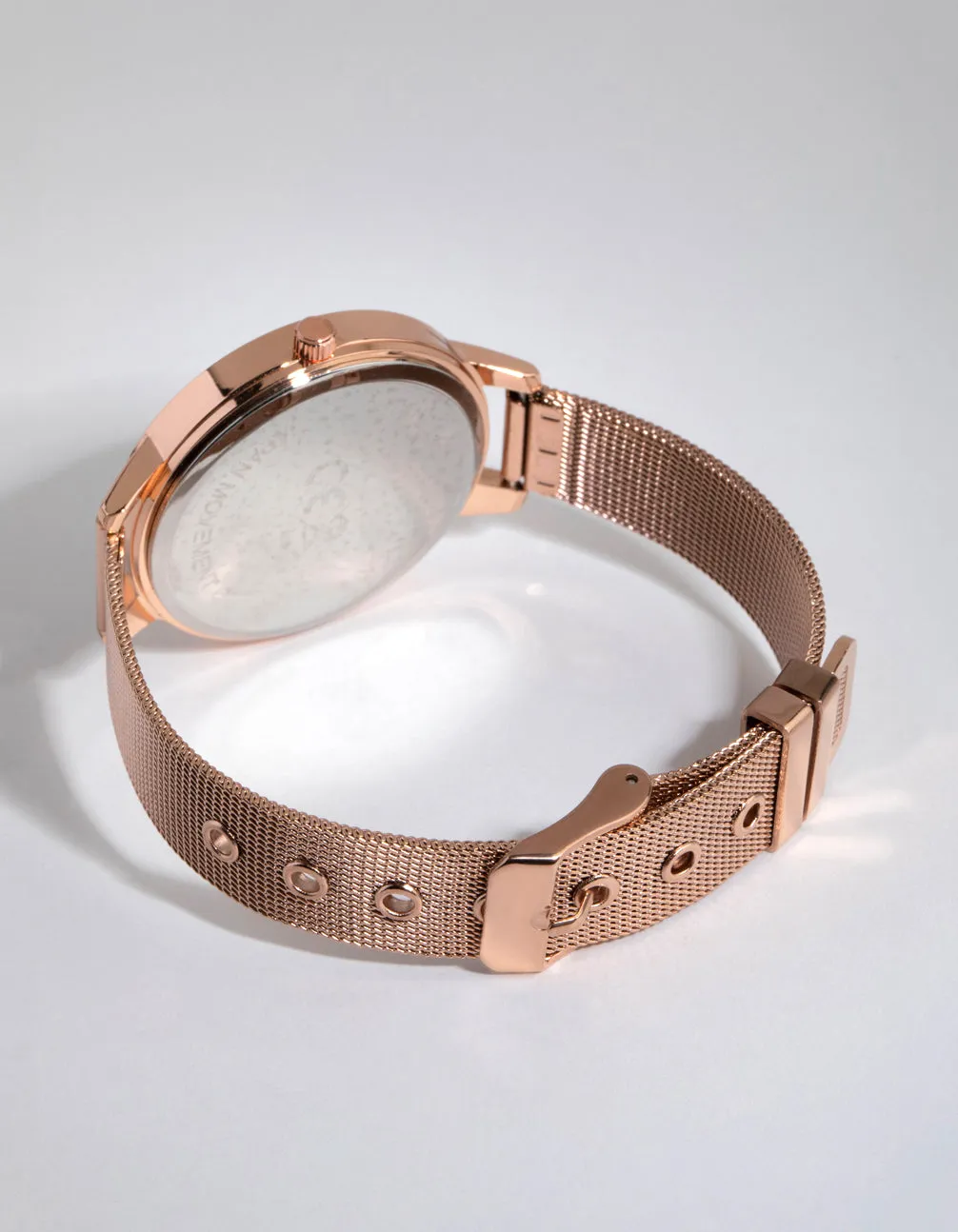 Rose Gold Romantic Flower Mesh Strap Watch