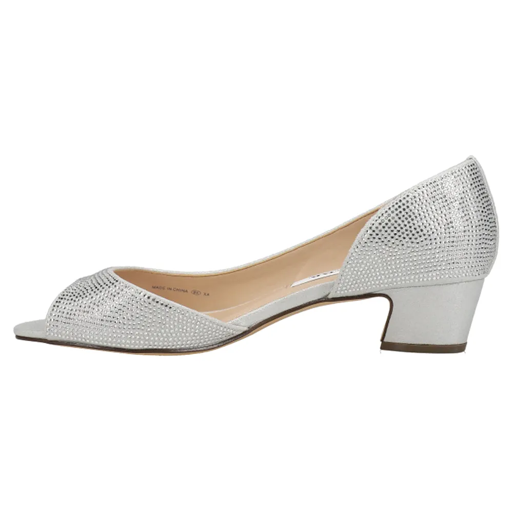 Rossie Rhinestone Peep Toe Wedding Pumps