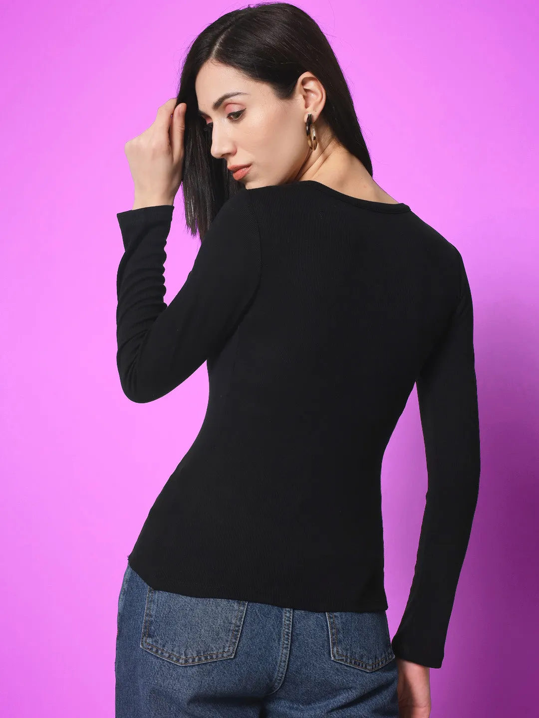 Round Neck Long Sleeves Fitted Eco Liva Modal Top