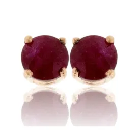 Round Ruby Basket Stud Earrings