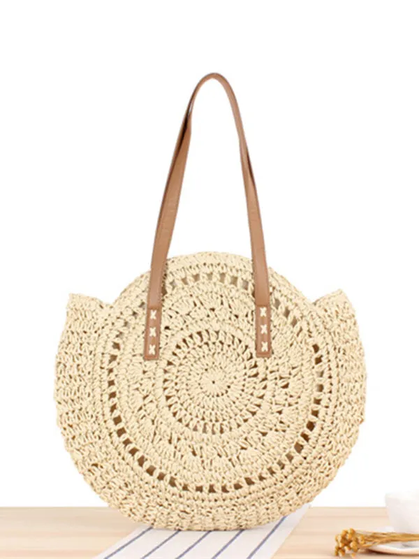 Round shoulder straw women's bag