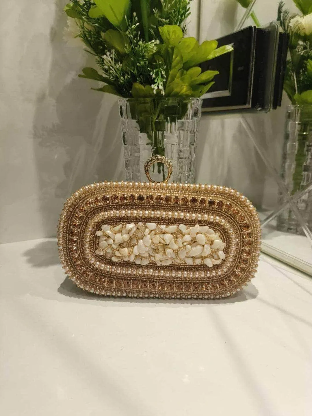 Royal Pearl Beaded Clutch