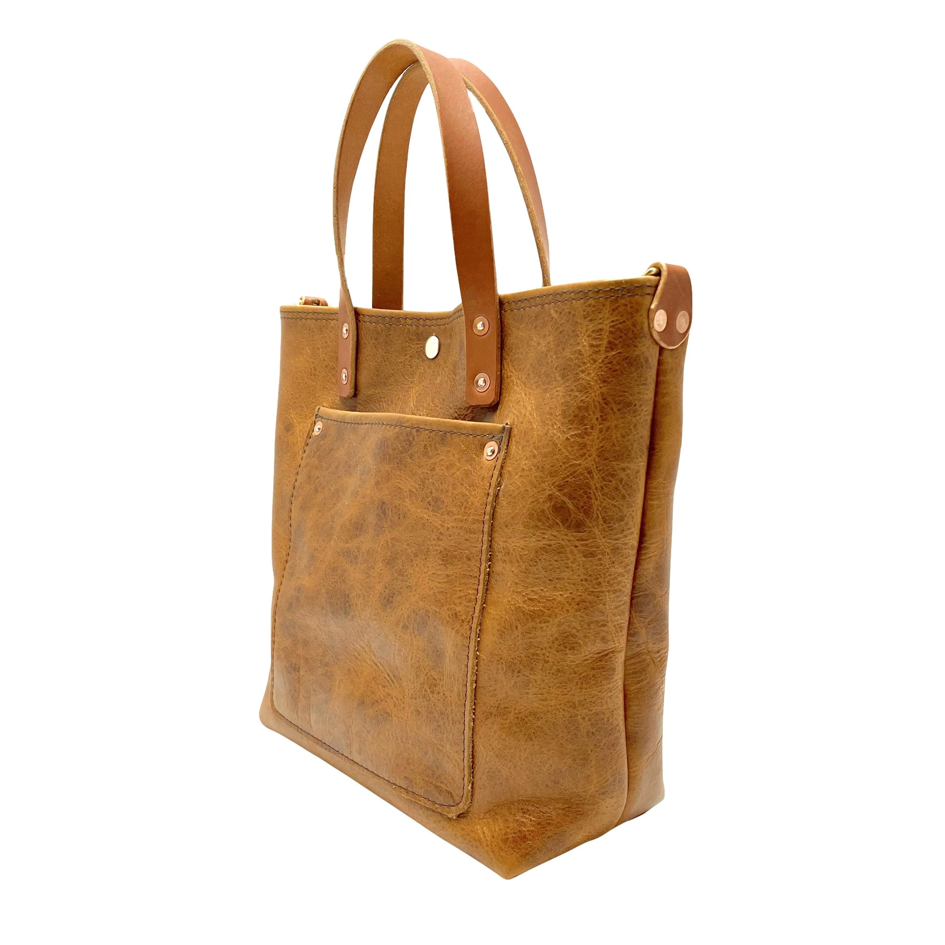 RTS- Claremont Crossbody Leather Tote in Light Umber