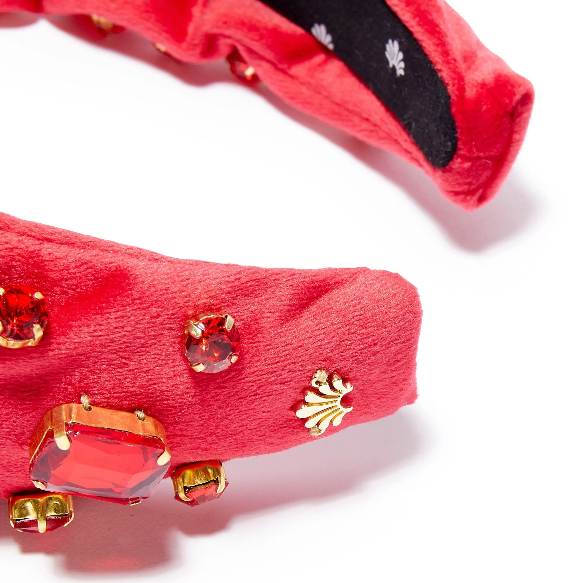 RUBY RECTANGLE CRYSTAL VELVET KNOTTED HEADBAND