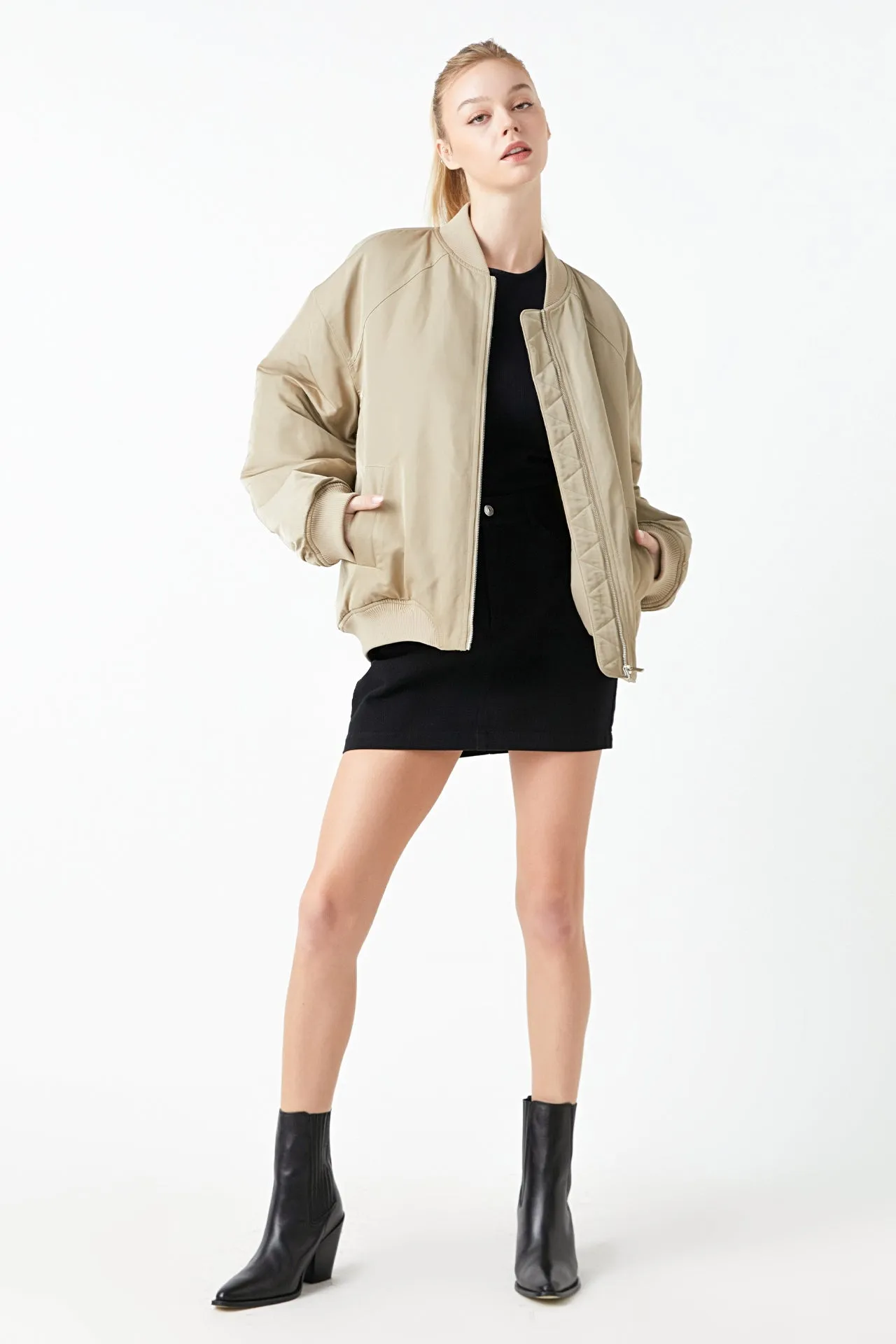 Ruched Bomber Jacket