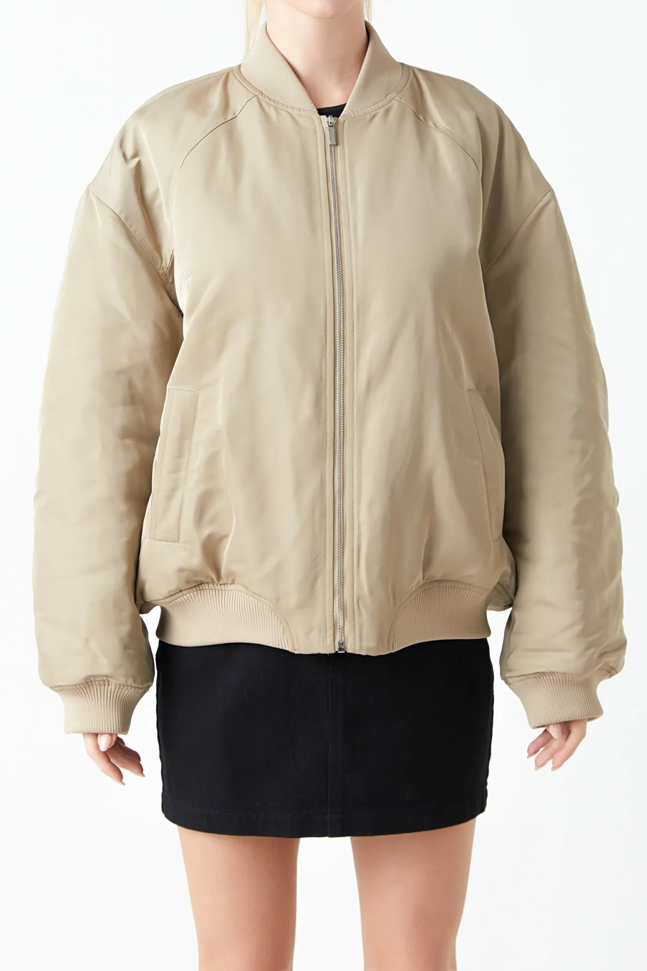 Ruched Bomber Jacket