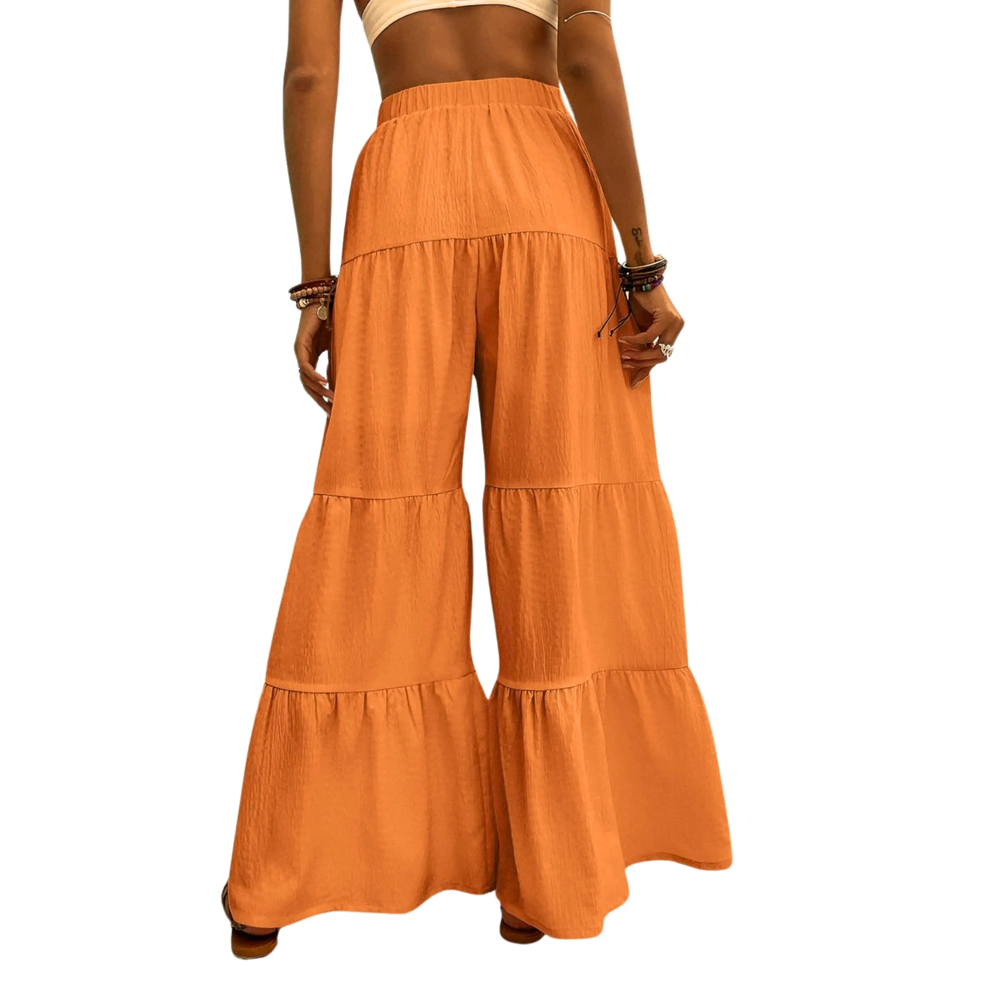 Ruffle Hem Wide Leg Pants