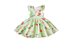 Ruffle Twirly Dress in Greens Market