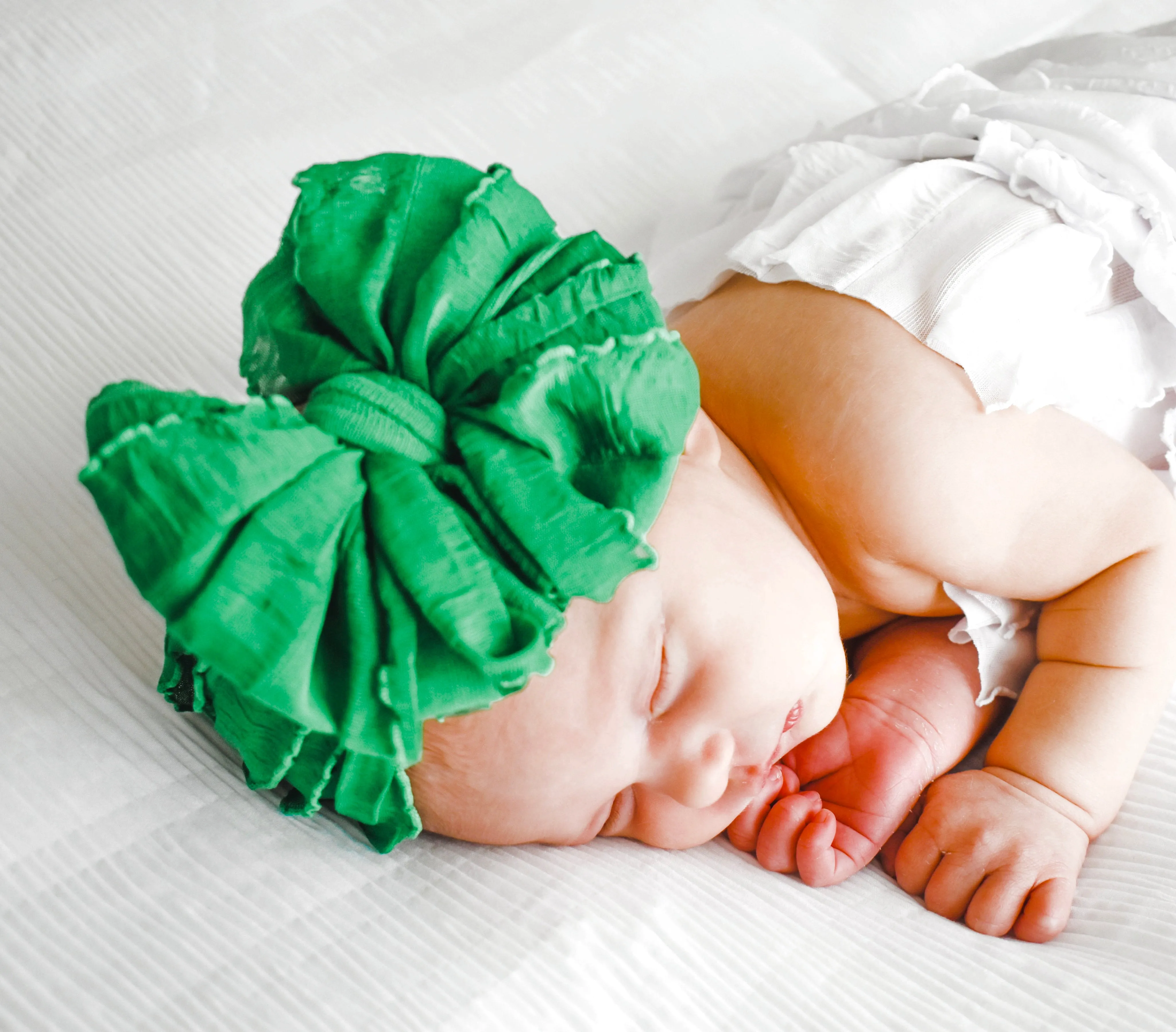 Ruffled Headband- Christmas Green