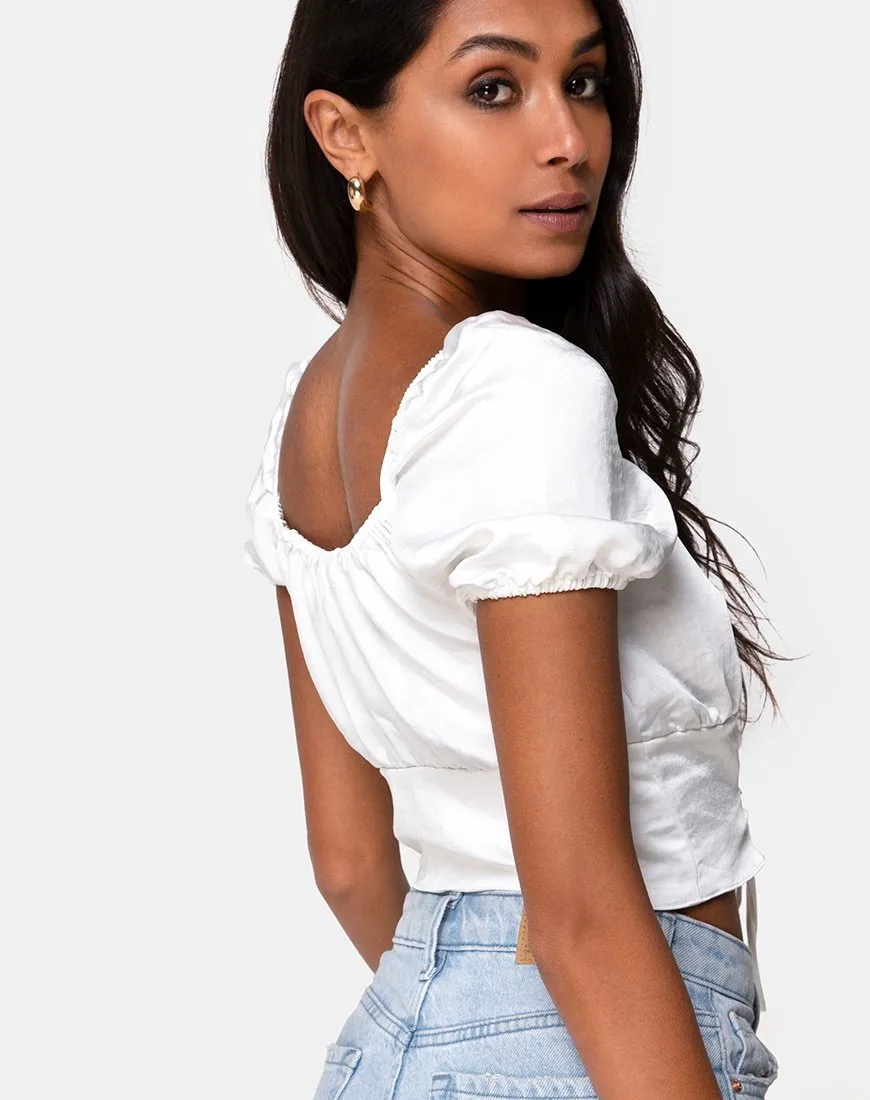 Ruiz Off The Shoulder Top in Satin Ivory