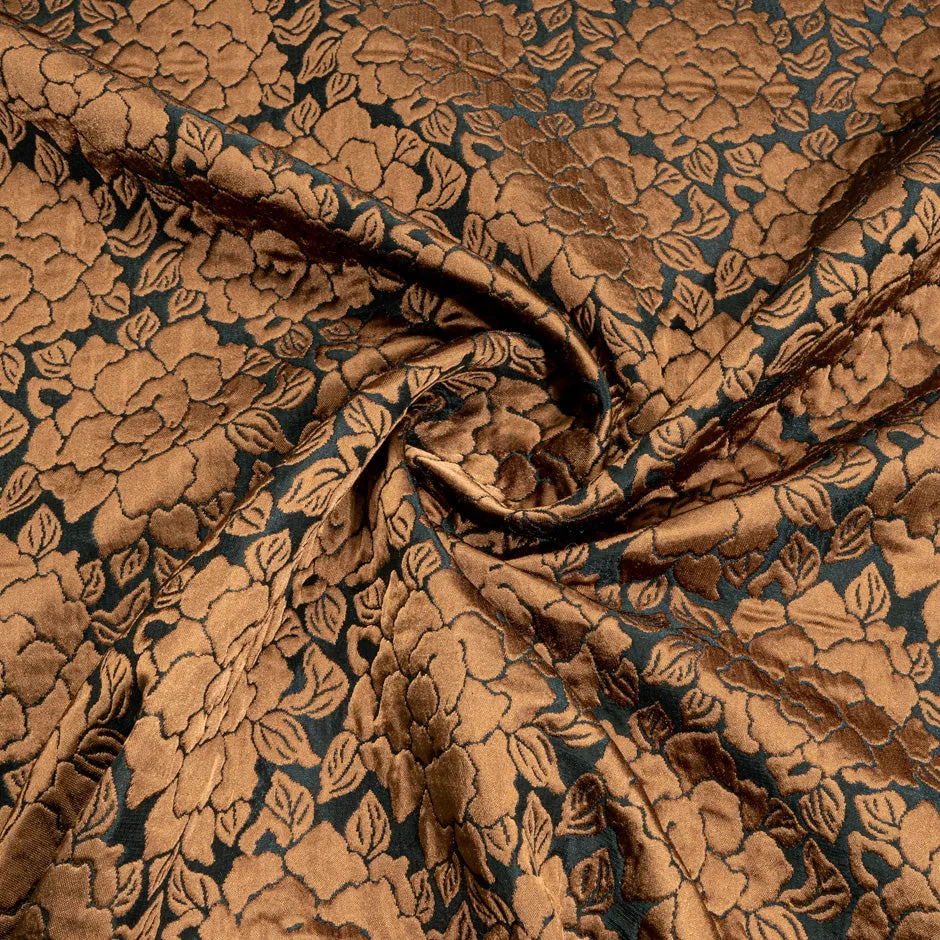 Rust Brown Coloured Floral Brocade