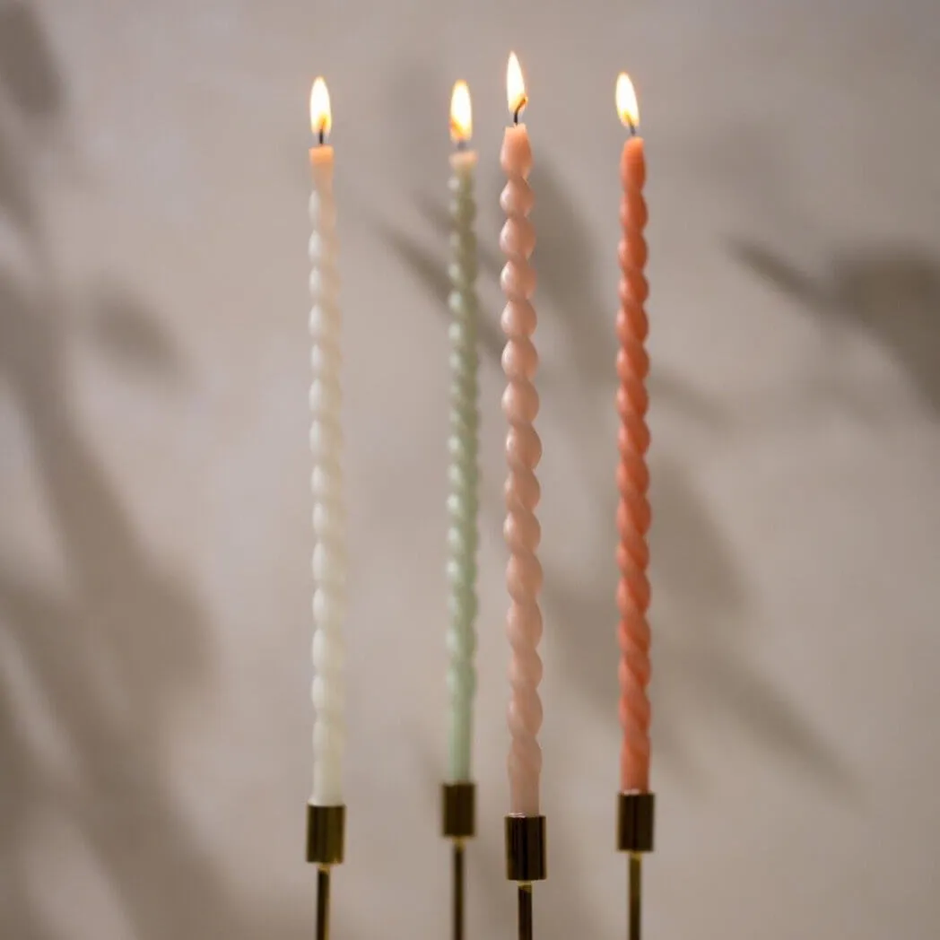 Rustik Lys Dinner Candles Slim Swirl (per pair)